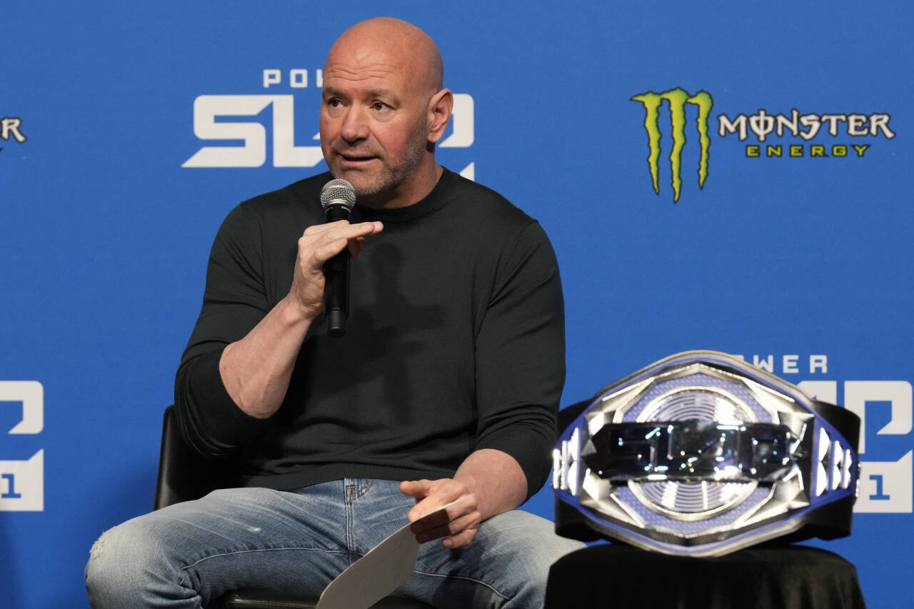 LAS VEGAS, NV - March 8: Dana White at UFC Apex for Power Slap 1 - press conference, PK, Pressekonferenz on March 8, 2023 in Las Vegas, NV, United ...