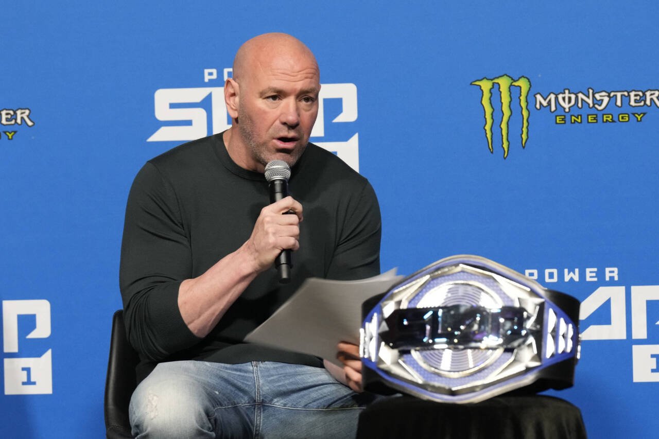 LAS VEGAS, NV - March 8: Dana White at UFC Apex for Power Slap 1 - press conference, PK, Pressekonferenz on March 8, 2023 in Las Vegas, NV, United ...