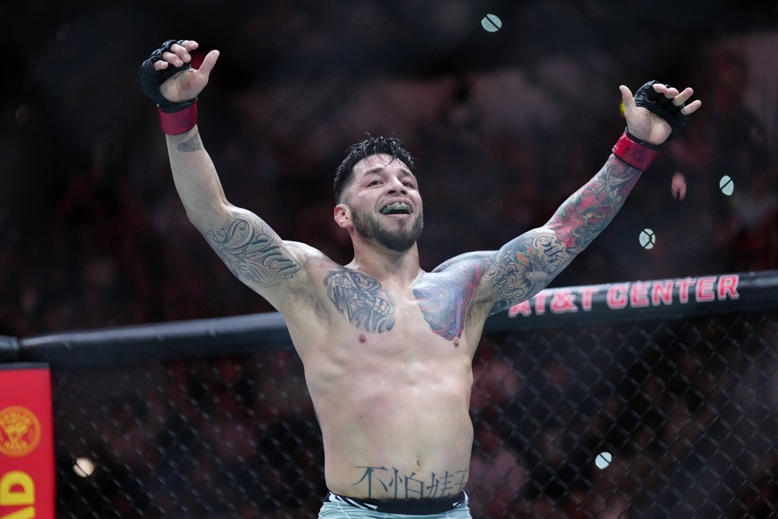 March 25, 2023, San Antonio, Texas, San Antonio, Texas, USA: SAN ANTONIO, TEXAS - MARCH 25: Daniel Pineda celebrates his victory over Tucker Lutz i...