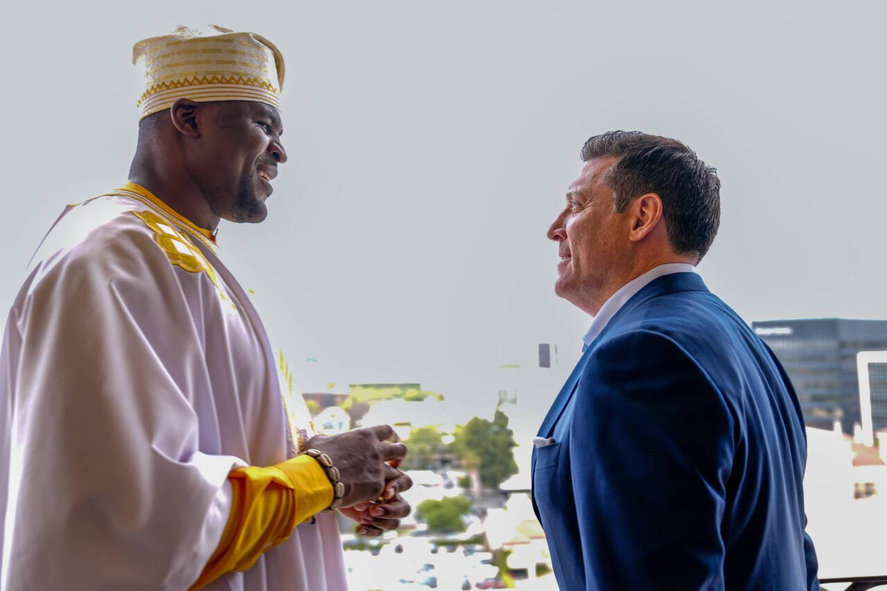 May 15, 2023, Los Angeles, CA, Los Angeles, CA, United States: Los Angeles, CA - May 16: (L-R) Francis Ngannou and Peter Murray, CEO of PFL at Prof...