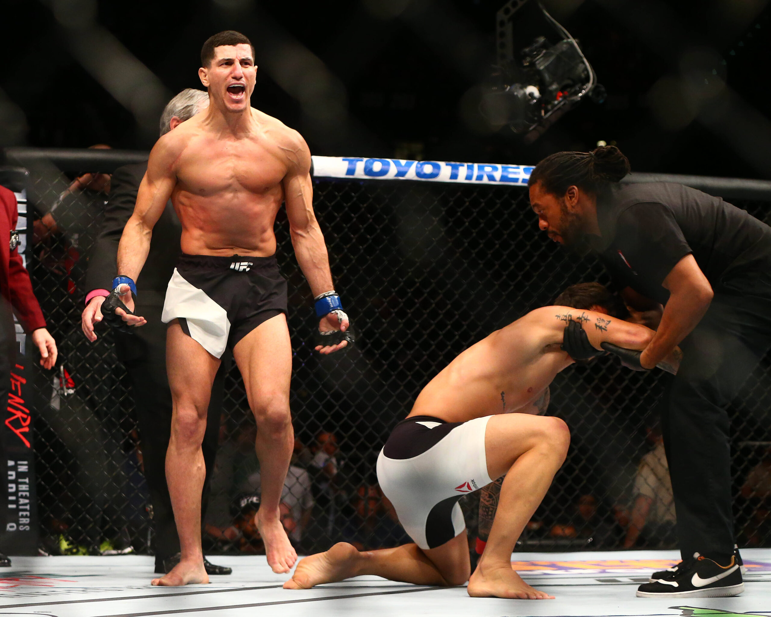 MMA: UFC 196-Silva vs Taleb, March 5, 2016; Las Vegas, NV, USA; Nordine Taleb reacts to his knockout victory against Erick Silva during UFC 196 at ...