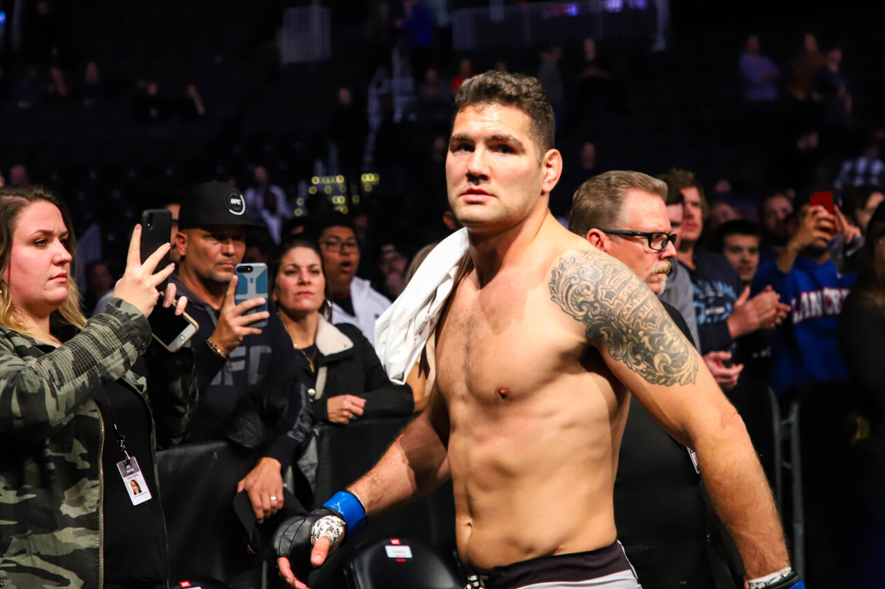 October 19, 2019: Fighters Dominick Reyes (red) and Chris Weidman (blue) during UFC Fight Night at UFC Boston at Td Garden in Boston, Massachusetts...