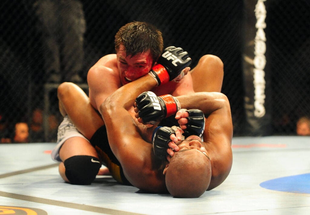 Chael Sonnen and Anderson Silva during their fight at UFC 117