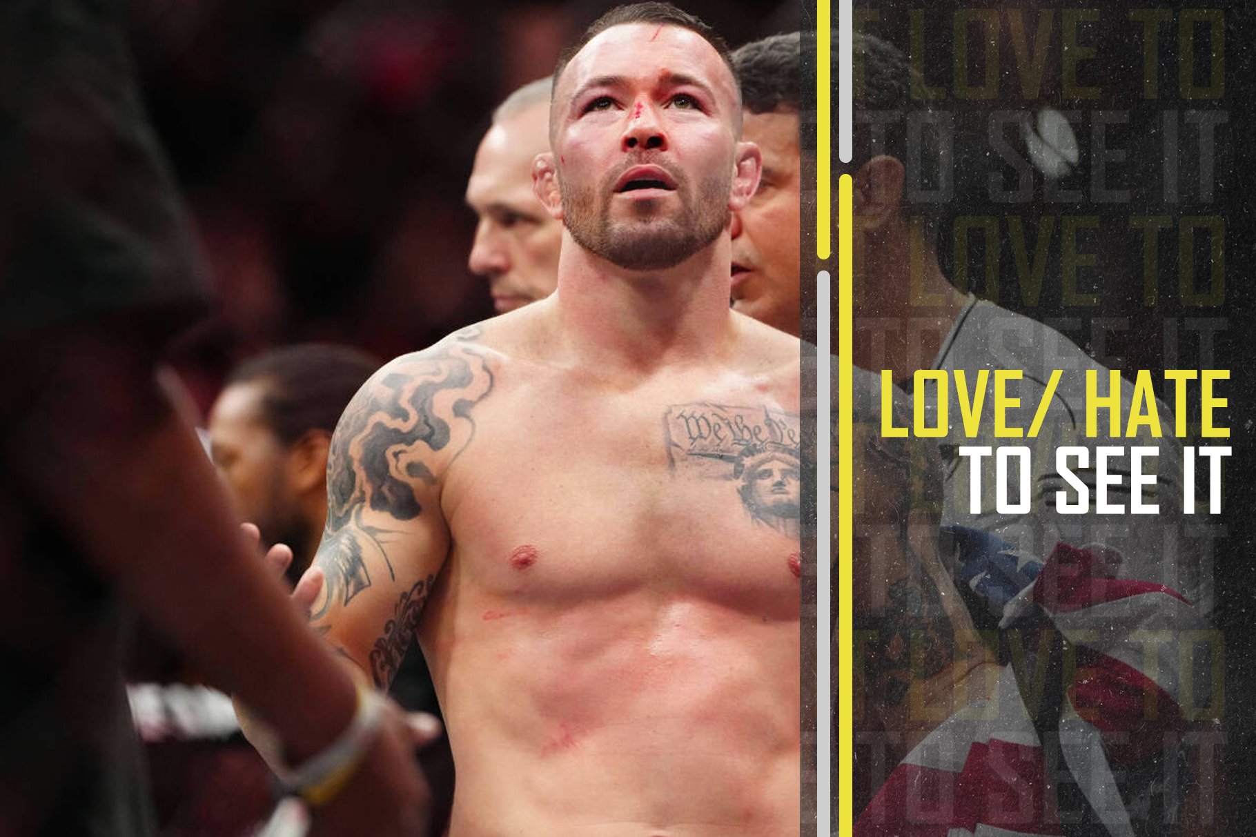 MMA: UFC 296 - Edwards vs Covington Dec 16, 2023; Las Vegas, Nevada, USA; Colby Covington reacts after losing to Leon Edwards (not pictured) during...