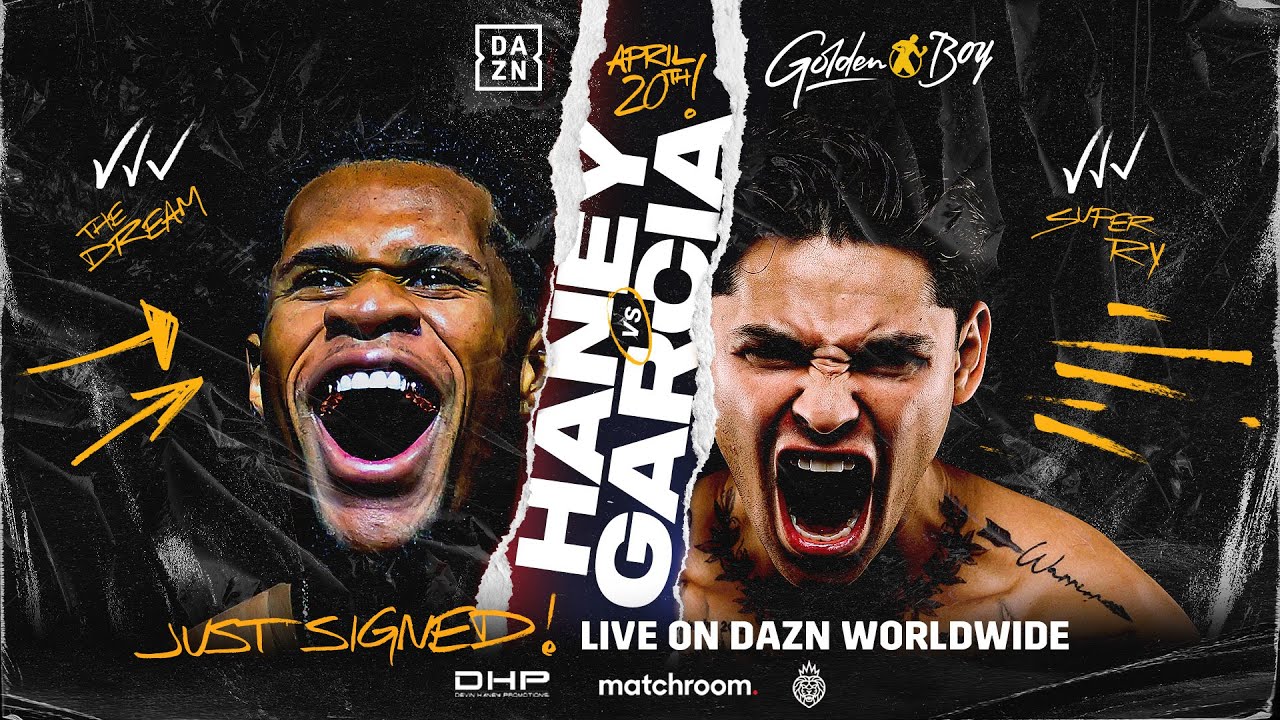 Devin Haney vs. Ryan Garcia poster.