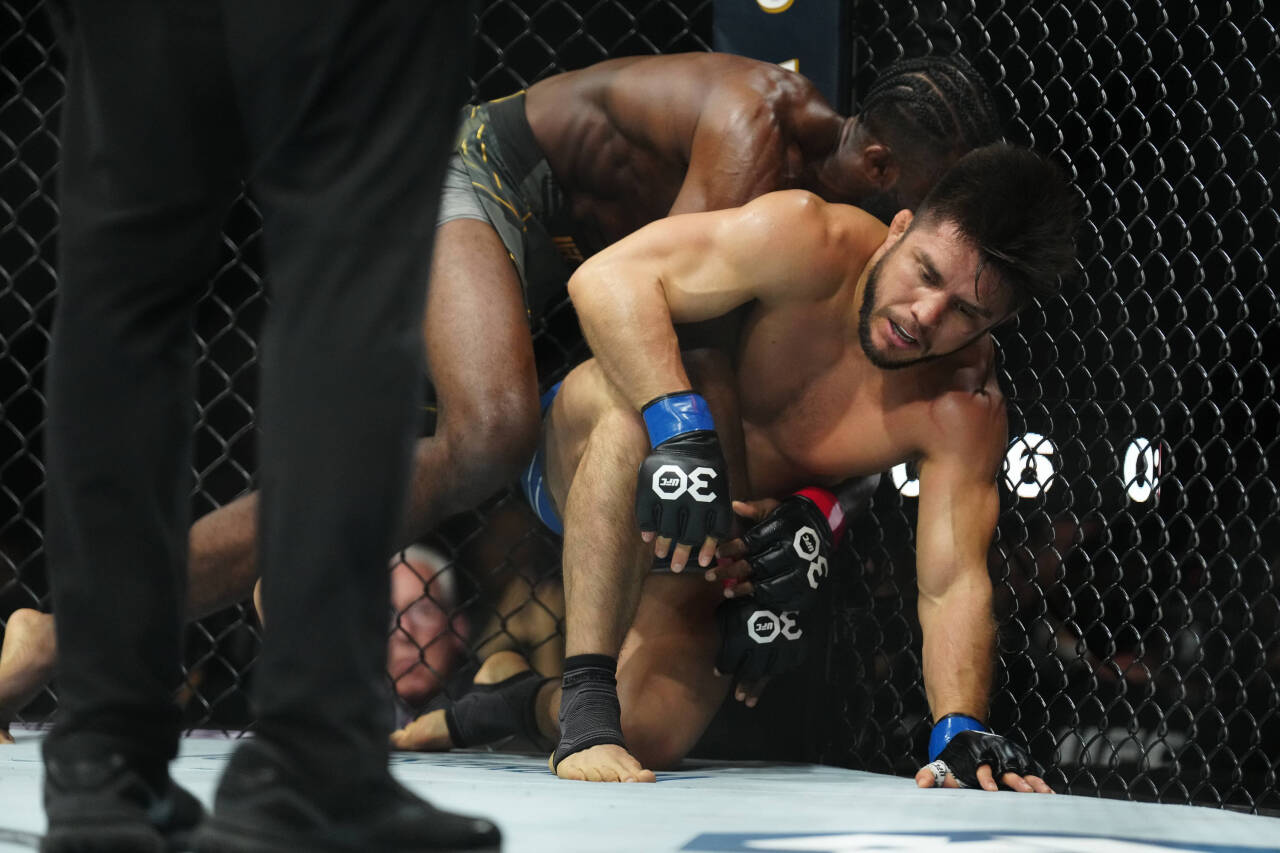 May 6, 2023, Newark, NJ, Newark, NJ, United States: Newark, NJ - May 6: (L-R) Aljamain Sterling controls the body of Henry Cejudo in a Bantamweight...