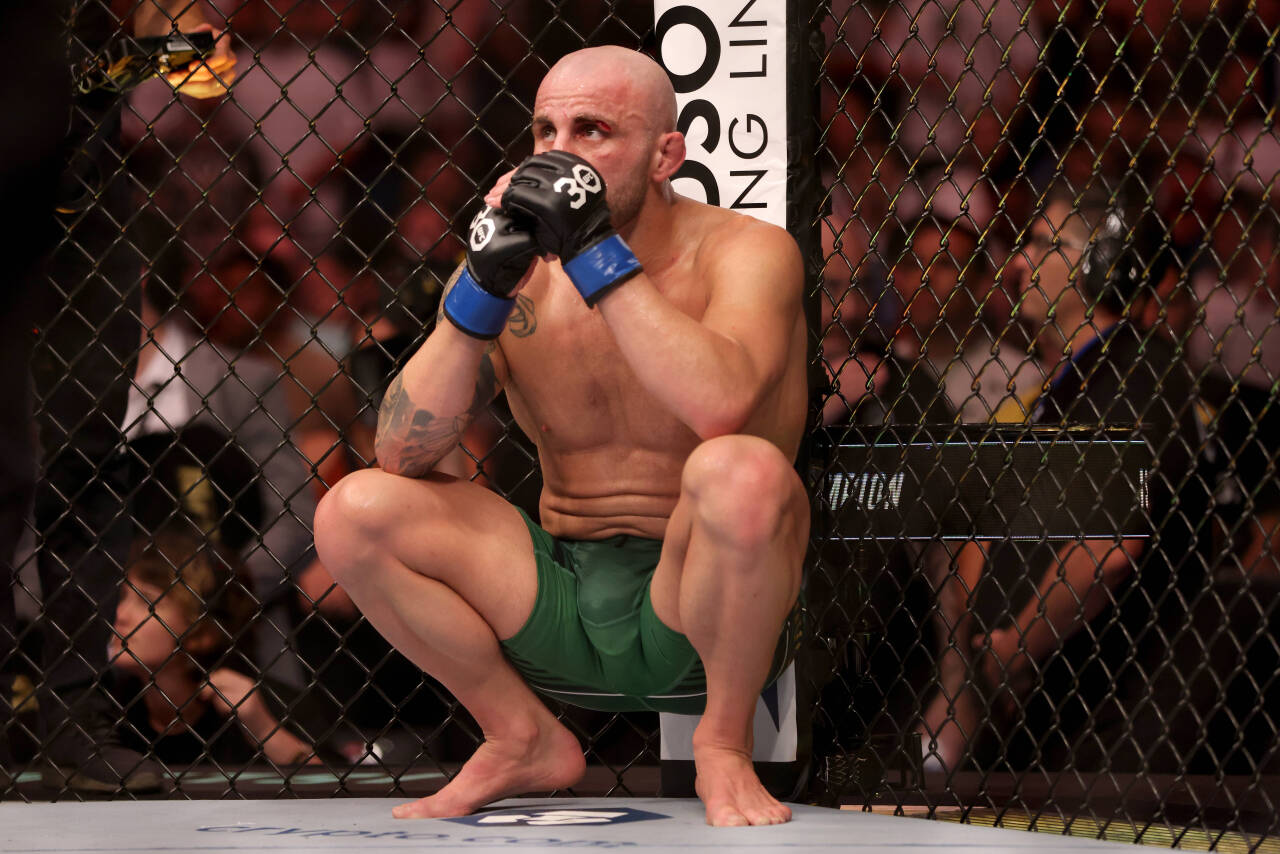 UFC 284 PERTH, Alex Volkanovski of Australia is seen after being defeated by Islam Makhachev of Russia during their Lightweight title bout at UFC 2...