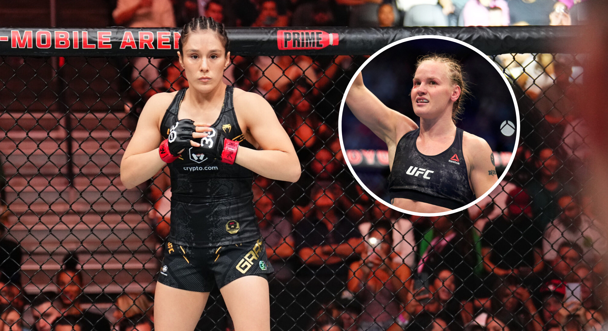 Split image of Alexa Grasso and Valentina Shevchenko