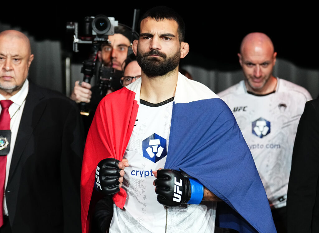 Benoit Saint-Denis walks to the Octagon for his fight at UFC 299 in Miami