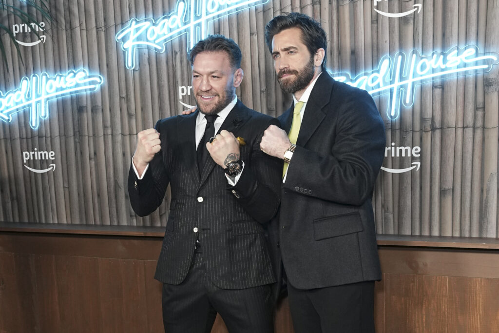 Conor McGregor and Jake Gyllenhaal pose at the New York premiere of 'Road House'