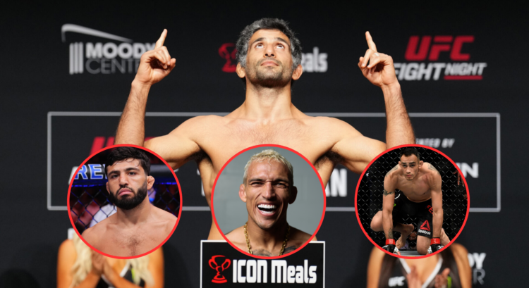 Pop out of Beneil Dariush, Arman Tsarukyan, Charles Oliveira, and Tony Ferguson