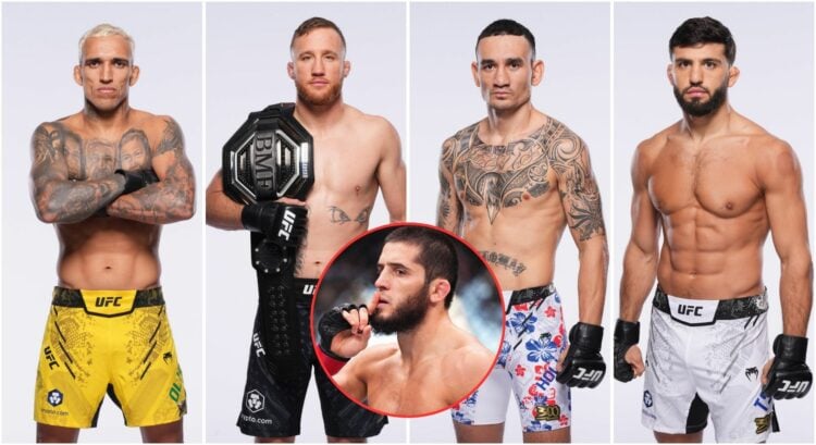 Split of Charles Oliveira, Justin Gaethje, Max Holloway, Arman Tsarukyan, and Islam Makhachev