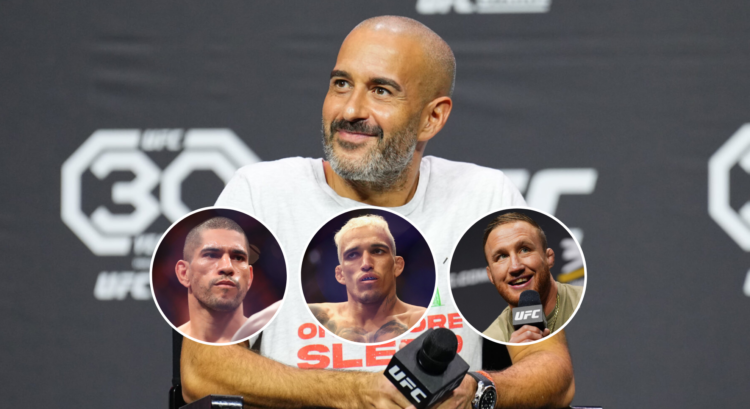 Pop out of Jon Anik, Alex Pereira, Charles Oliveira, and Justin Gaethje