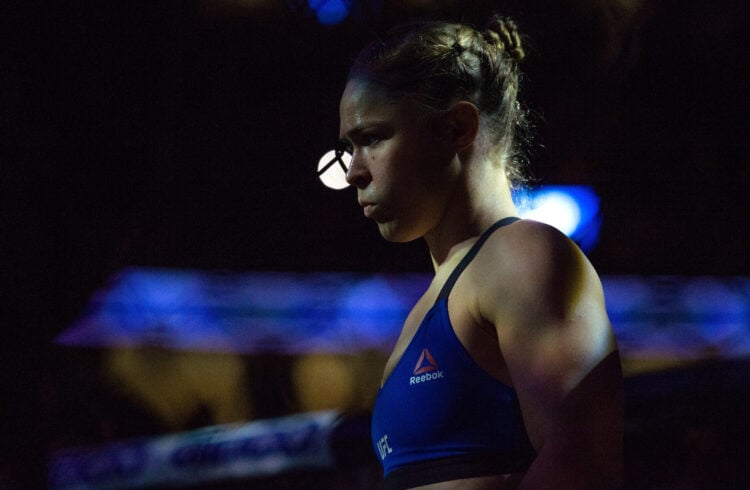 Ronda Rousey enters the Octagon to face Amanda Nunes in their UFC bantamweight championship bout during the UFC 207 event at T-Mobile Arena on Dece...