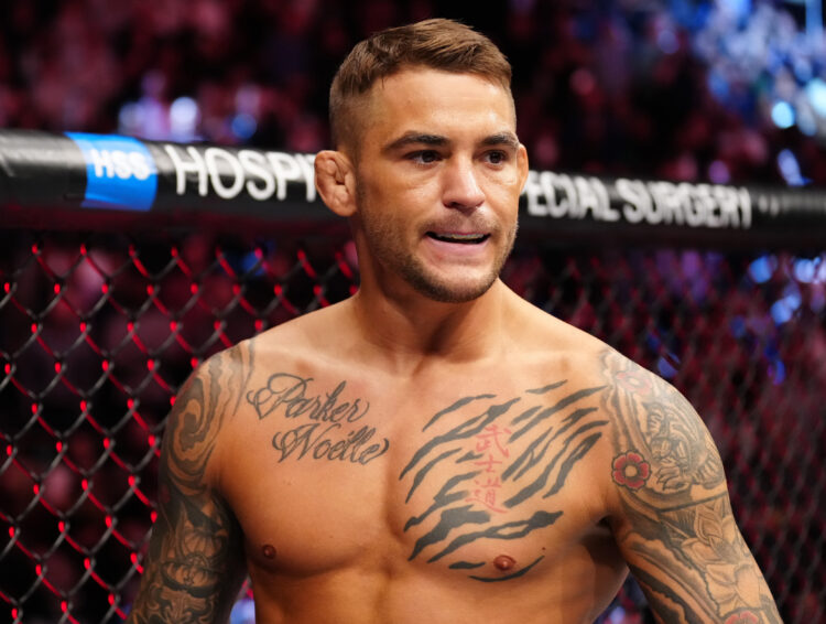 Dustin Poirier prepares to fight Michael Chandler in a lightweight bout during the UFC 281 event at Madison Square Garden on November 12, 2022 in N...