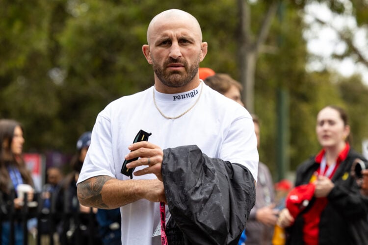 UFC fighter Alexander Volkanovski in the paddock during the F1 Grand Prix of Australia at Albert Park Circuit on March 24, 2024 in Melbourne, Austr...