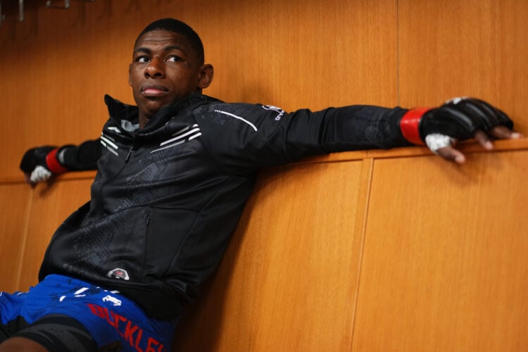 Joaquin Buckley waits backstage during the UFC Fight Night event at Enterprise Center on May 11, 2024 in St Louis, Missouri.