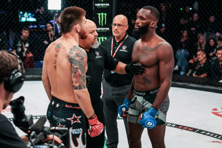 Johnny Eblen and Fabian Edwards face off in the Bellator cage
