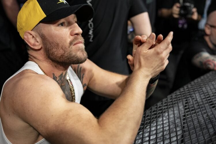 Conor McGregor at cageside during Bellator Dublin
