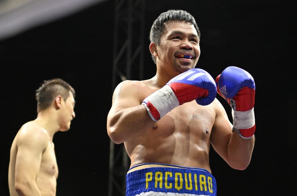 Manny Pacquiao during his last exhibition boxing bout