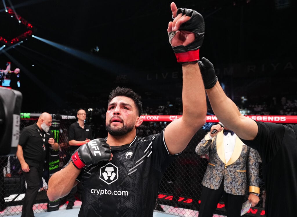 Kelvin Gastelum celebrates his win at UFC Saudi Arabia