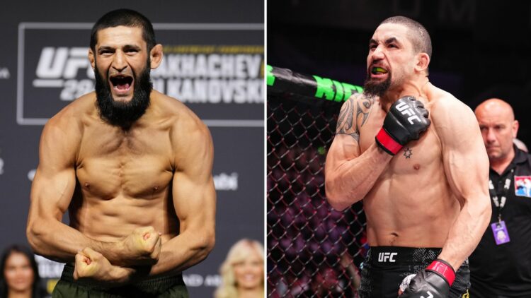Composite image showing Khamzat Chimaev and Robert Whittaker