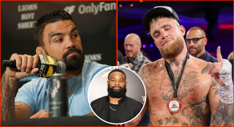 Side by side of Jake Paul, Mike Perry and Tyron Woodley