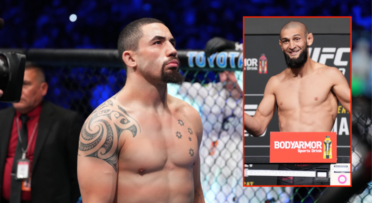Side by side of Robert Whittaker and Khamzat Chimaev