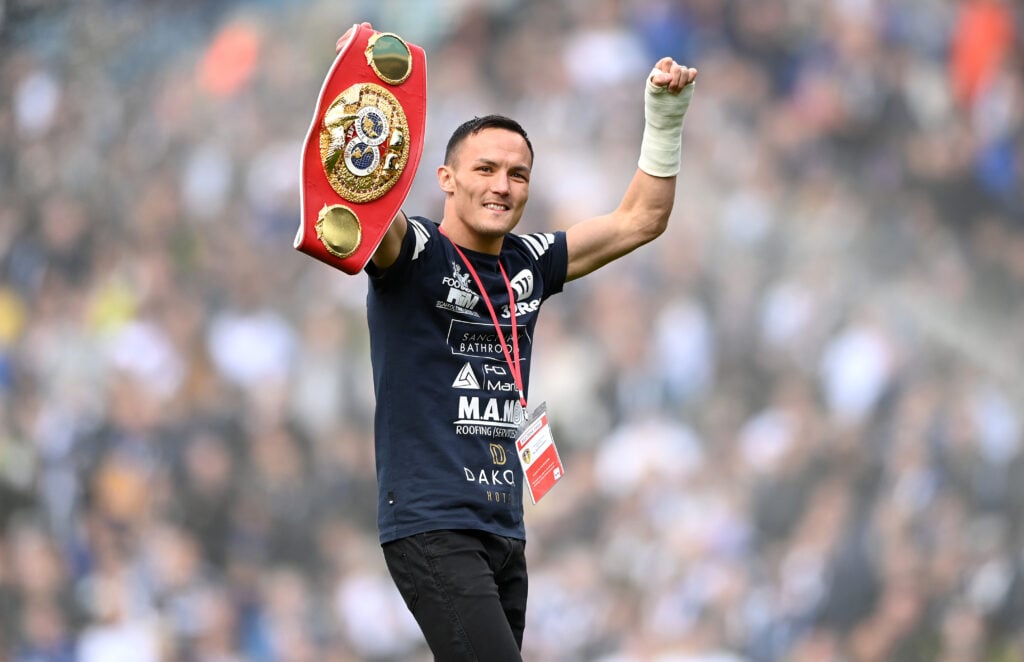 Josh Warrington with his world title in 2019