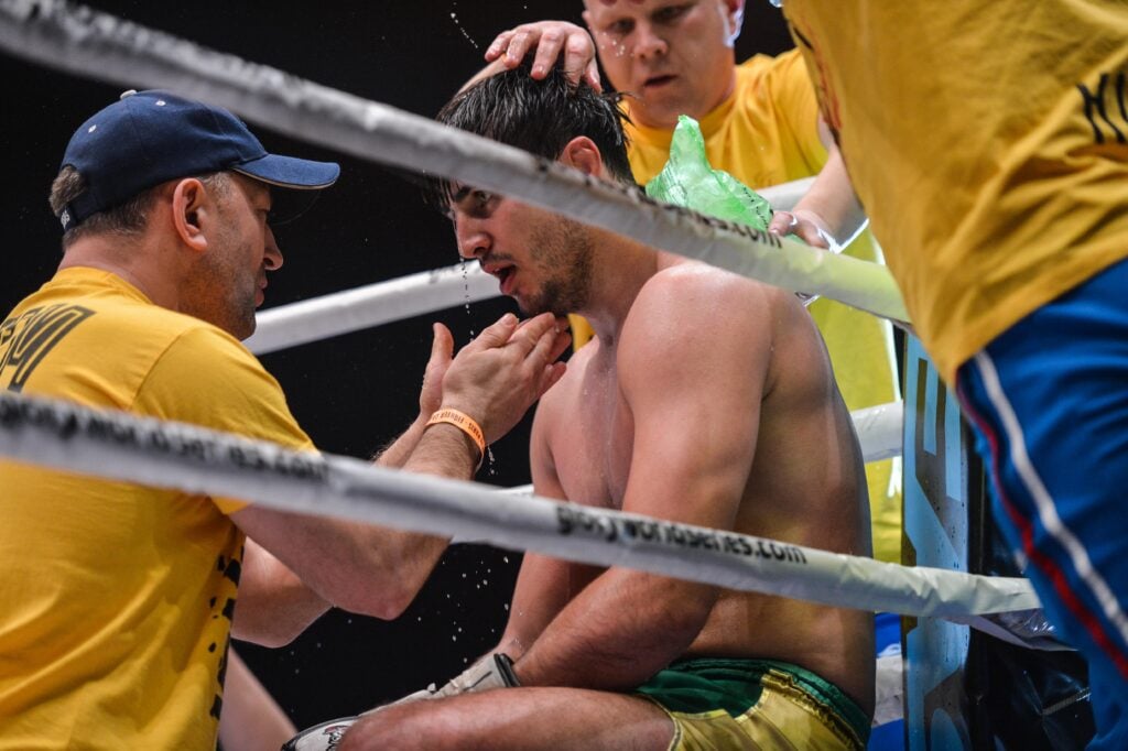 Artem Vakhitov during a kickboxing fight