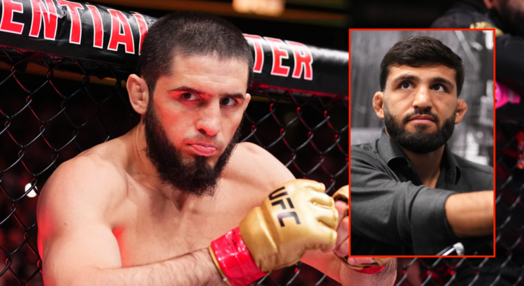 Side by side of Islam Makhachev before his fight vs Poirier and Tsarukyan having his hands wrapped