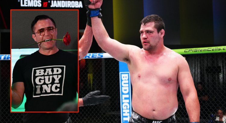 Pop out image of Thomas Peterson after his win at UFC Vegas 94, and Chael Sonnen