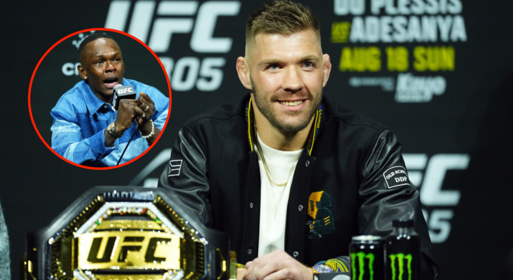 Pop out of Dricus Du Plessis and Israel Adesanya from the UFC 305 press conference