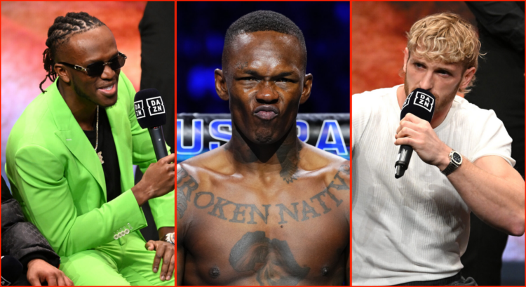 Split of KSI and Logan Paul at the Prime Card press conference, and Israel Adesanya at UFC 305