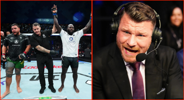 Side by side of Tuivasa vs Rozenstruik and Michael Bisping at UFC London