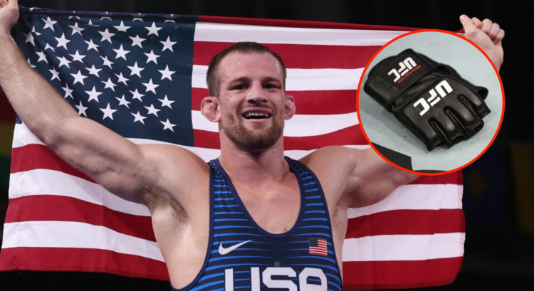 Pop out of David Taylor after wining Olympic gold medal and UFC gloves
