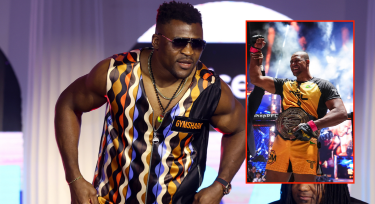 Francis Ngannou during the press conference of his fight against Anthony Joshua