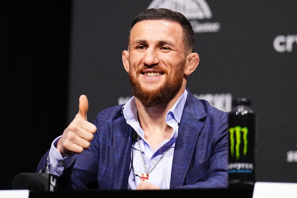 Merab Dvalishvili speaks at the UFC 298 Press Conference