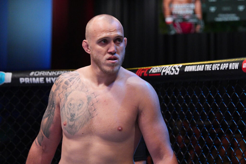 Serghei Spivac in the cage before a fight