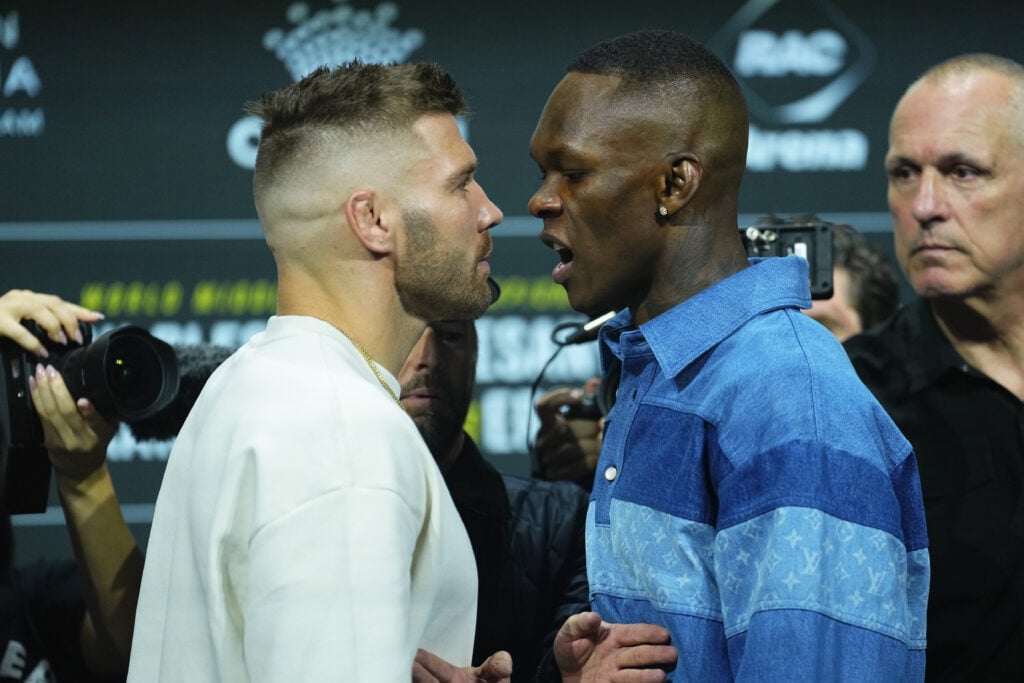 Dricus du Plessis and Israel Adesanya face off at the UFC 305 Press Conference