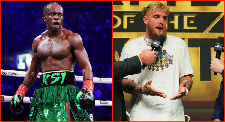 Composite image showing KSI (left) and Jake Paul (right)