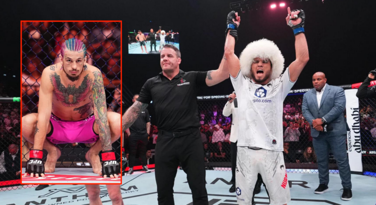 Side by side of Umar Nurmagomedov at UFC Abu Dhabi and Sean O'Malley at UFC 299