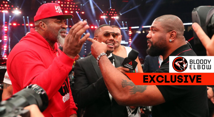 Shannon Briggs and Rampage Jackson at Triad Combat at Globe Life Field in 2021