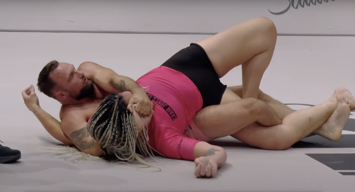 Craig Jones submitting Gabi Garcia in a grappling match