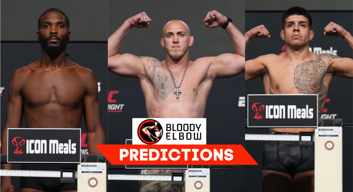 Serghei Spivac, Danny Barlow and Chepe Mariscal at the UFC Vegas 95 weigh-ins