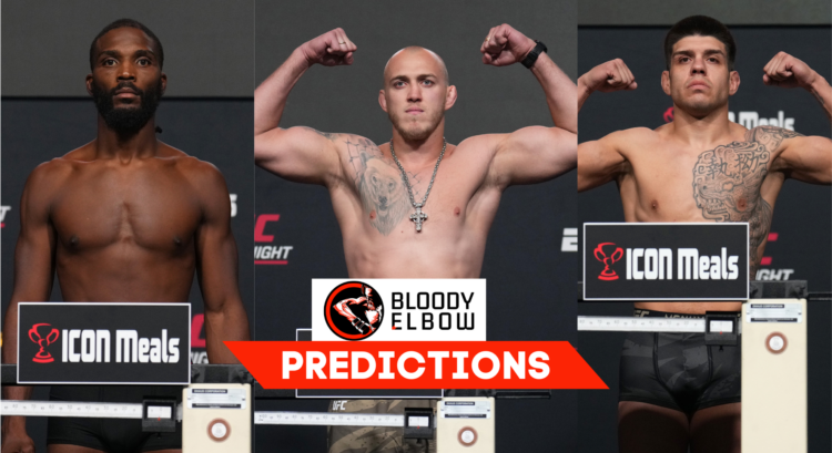 Serghei Spivac, Danny Barlow and Chepe Mariscal at the UFC Vegas 95 weigh-ins