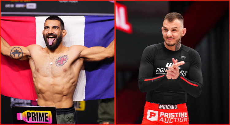 Side by side of Renato Moicano at Fight Pass Invitational 7 and Saint-Denis at UFC 299