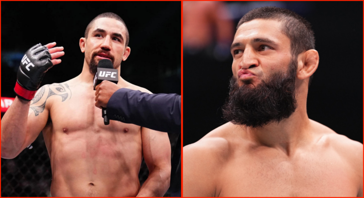 Side by side of Robert Whittaker after defeating Aliskerov and Khamzat Chimaev prior to his fight vs Usman