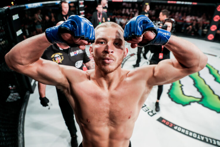 Bellator fighter Luke Trainer after winning a fight
