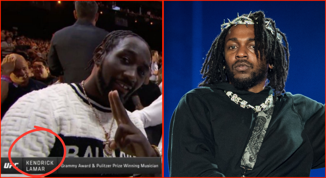 Left pic shows Terence Crawford at UFC 306, with a circle showing he was said to be Kendrick Lamar. Left pic shows Kendrick